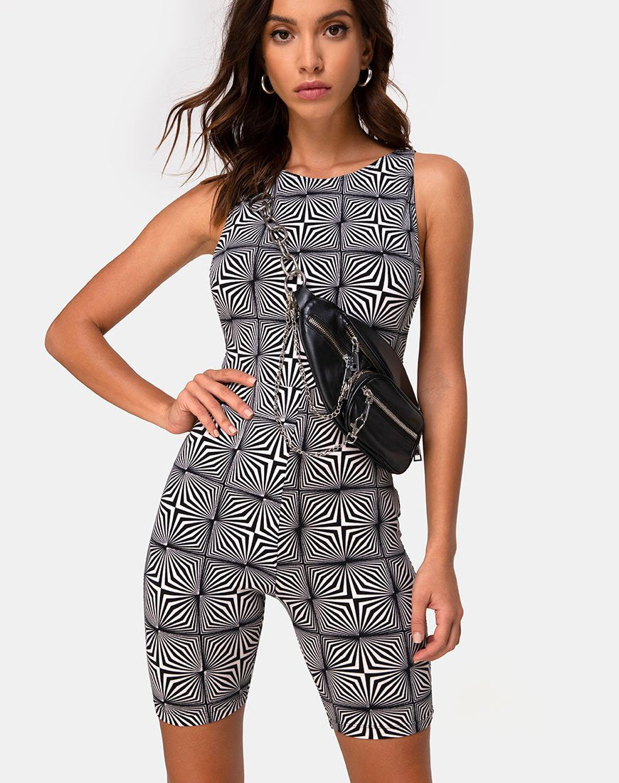 Acro Unitard in Sypro zwart en wit