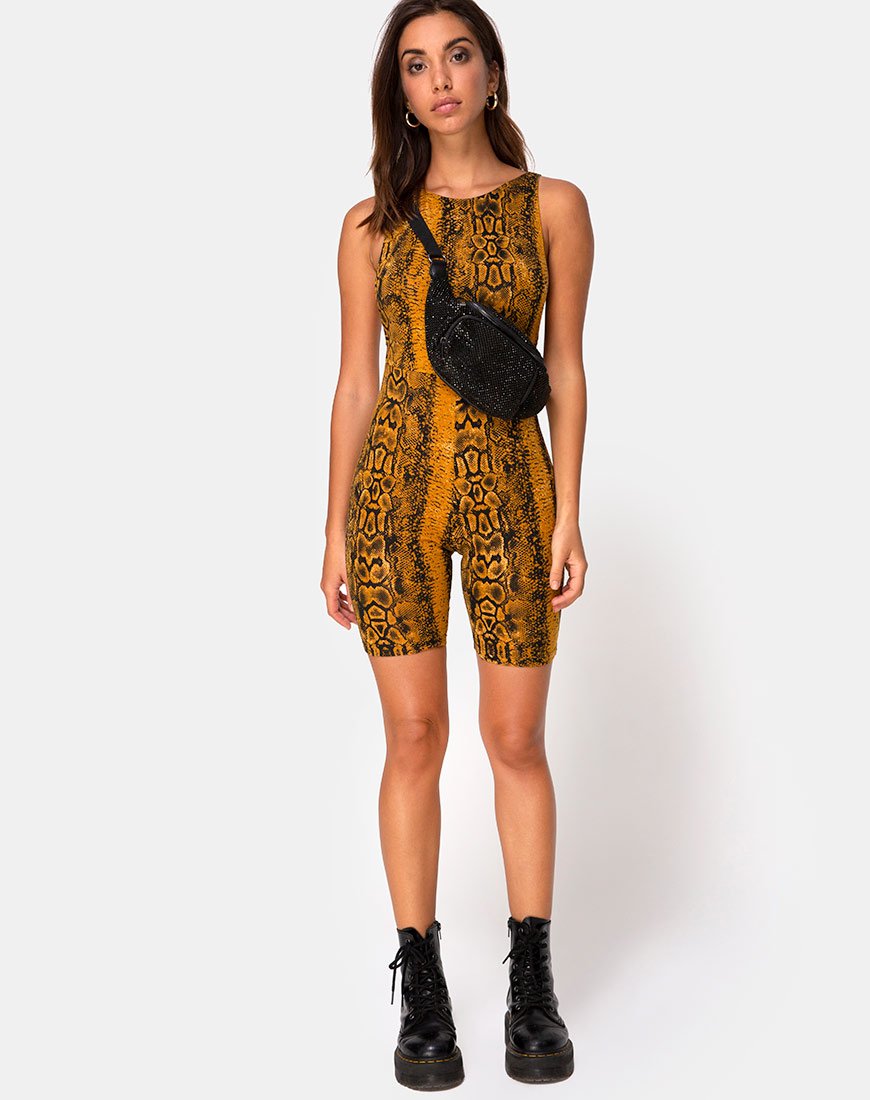 Afbeelding van Acro Unitard in Snake Mustard