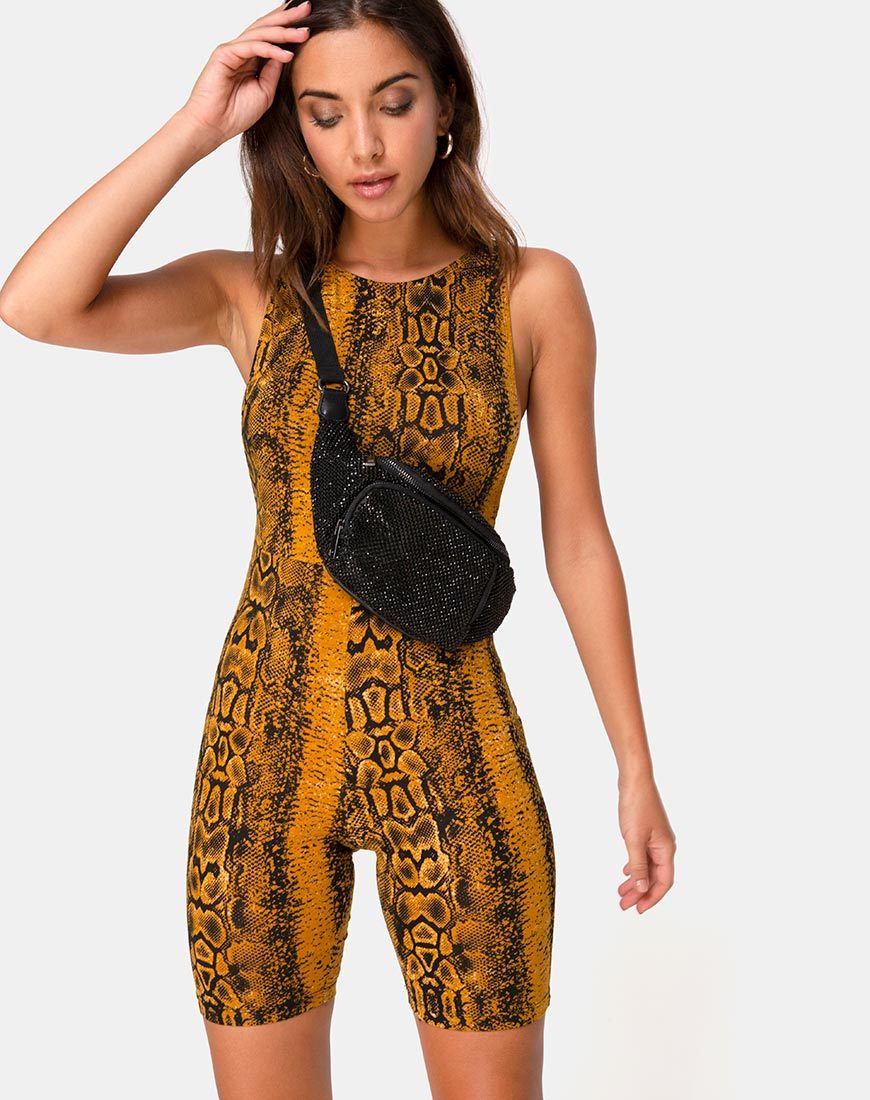 Afbeelding van Acro Unitard in Snake Mustard