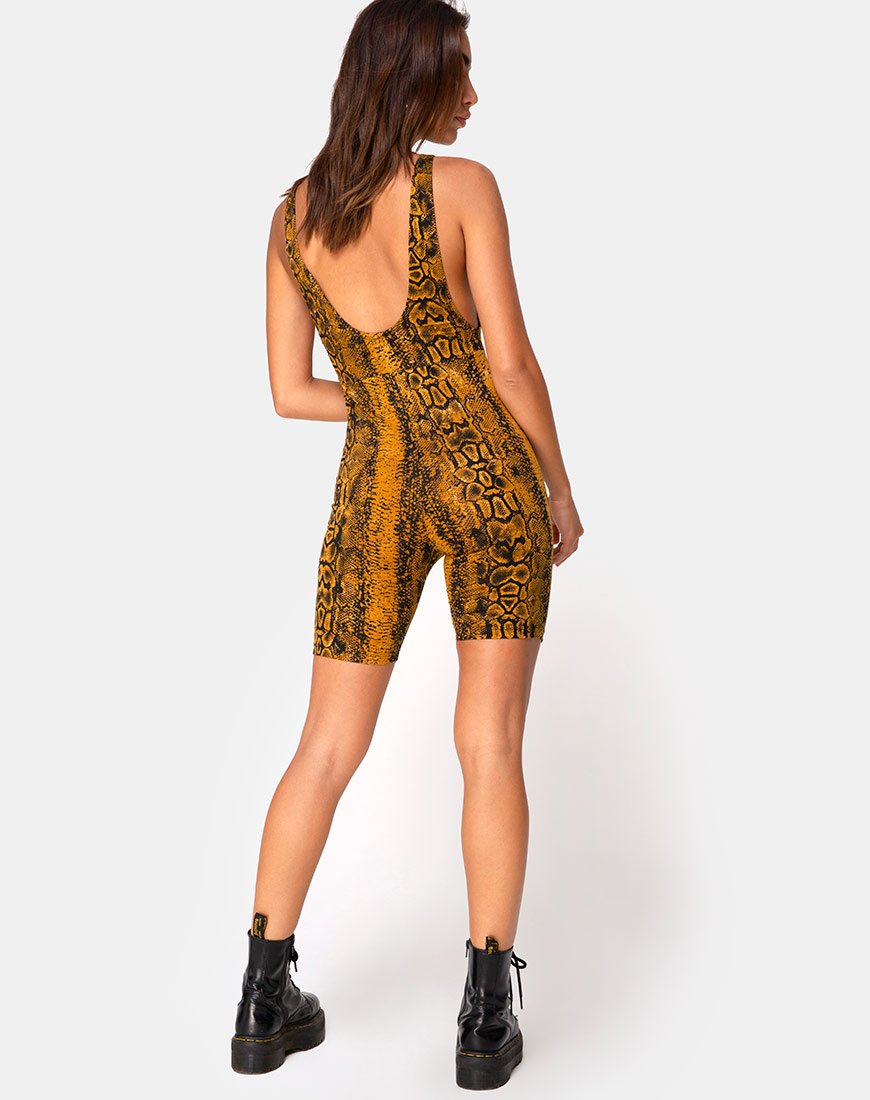 Afbeelding van Acro Unitard in Snake Mustard