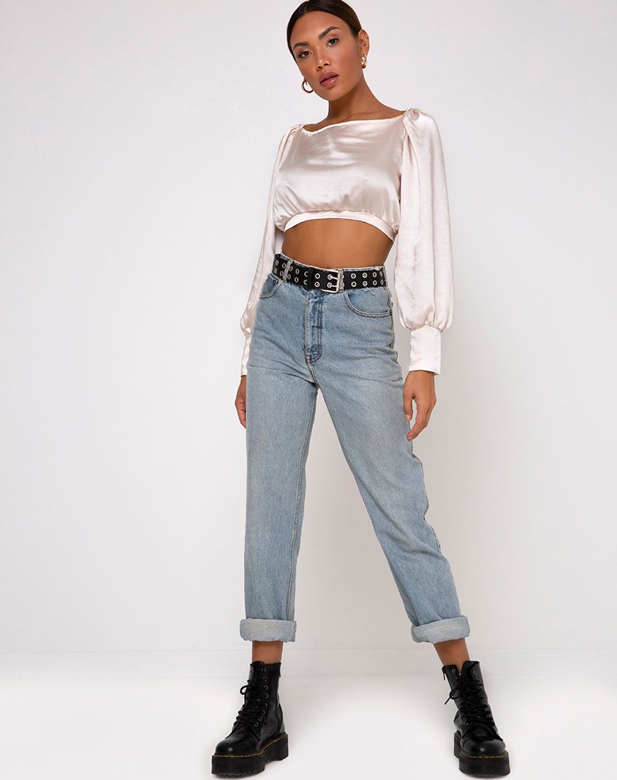 Afbeelding van Adoria Crop Top in Satijn Ivoor
