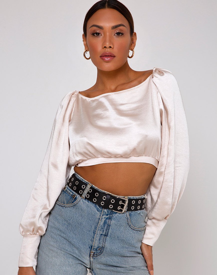 Afbeelding van Adoria Crop Top in Satijn Ivoor