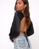 Afbeelding van Adoria Crop Top in Satijn Zwart
