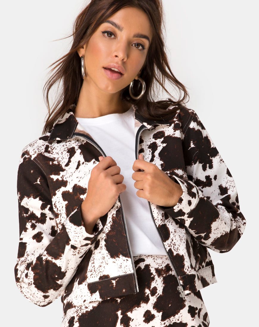 Afbeelding van Agatha Jacket in koeienhuid bruin en wit