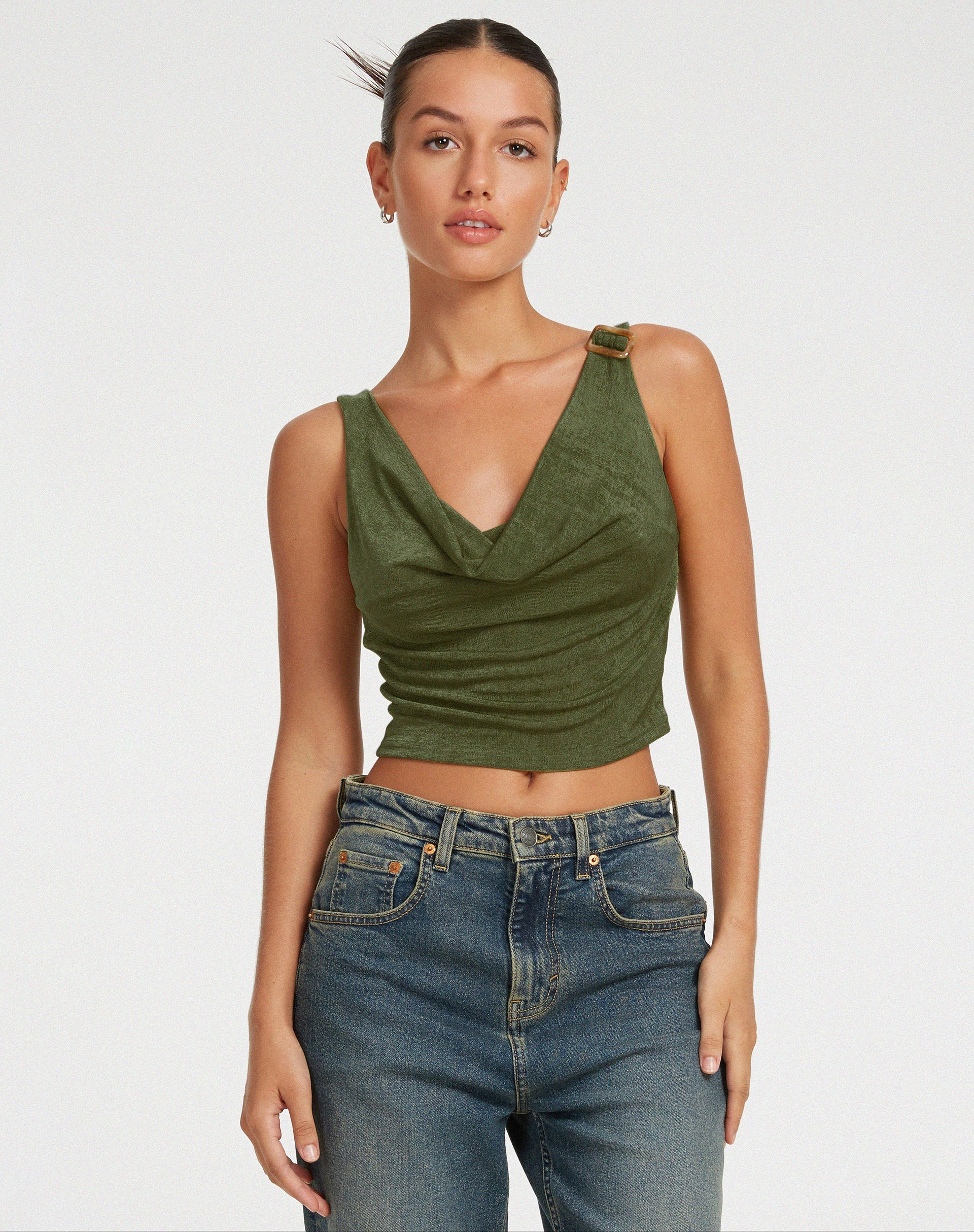 Afbeelding van Masayo Gewatteerde Top in Khaki