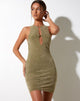 BEELD VAN Alannah Bodycon Dress in gemêleerd vlokdierenleer Olive