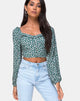 Afbeelding van Alor Crop Top in Bloemetjesgroen