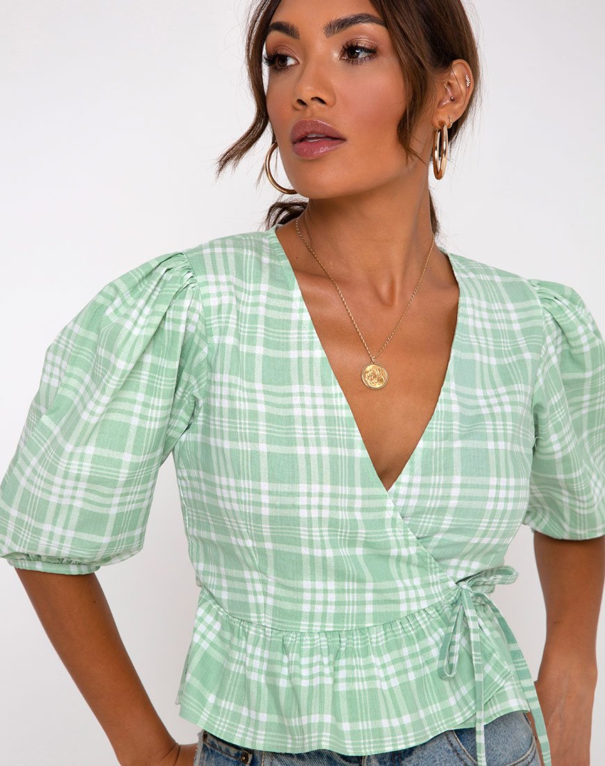 Afbeelding van Amiya Top in tafelkleed Neo Mint