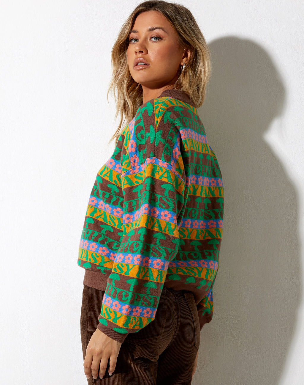 Ammar Trui in Fairisle Mix Bruin