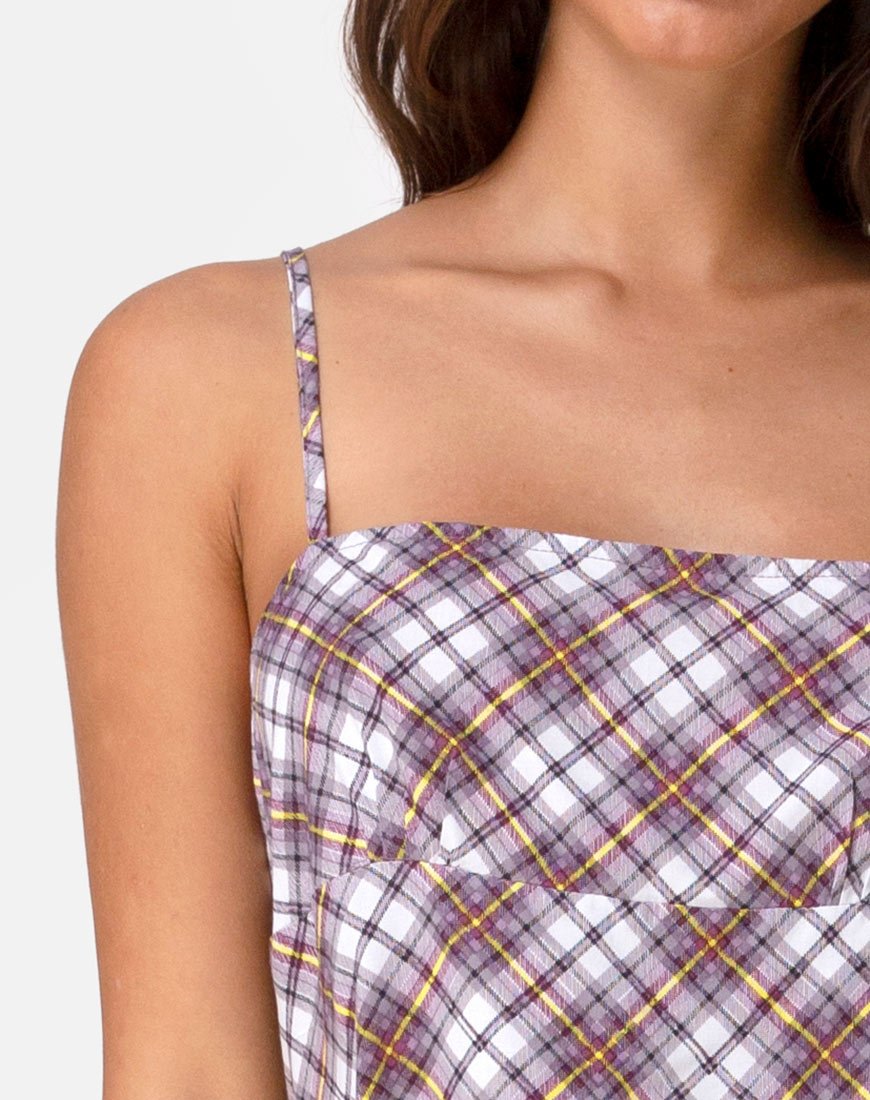 Afbeelding van Andin Slip Dress in Grunge Check Purple