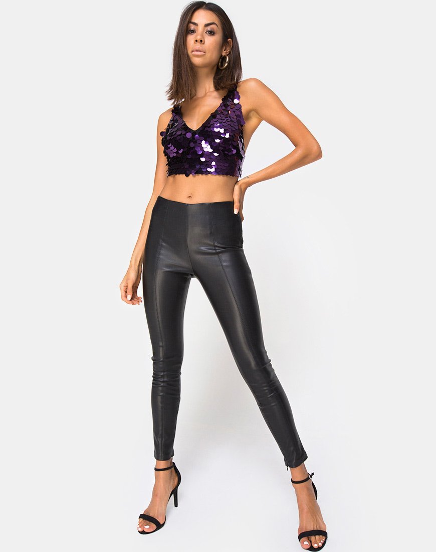 Image van Angel Crop Top in Plum Disc Sequin