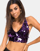 Image van Angel Crop Top in Plum Disc Sequin