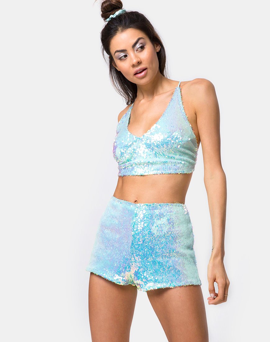 Afbeelding van Crystal Short in Fishcale Pailletten Candy Unicorn