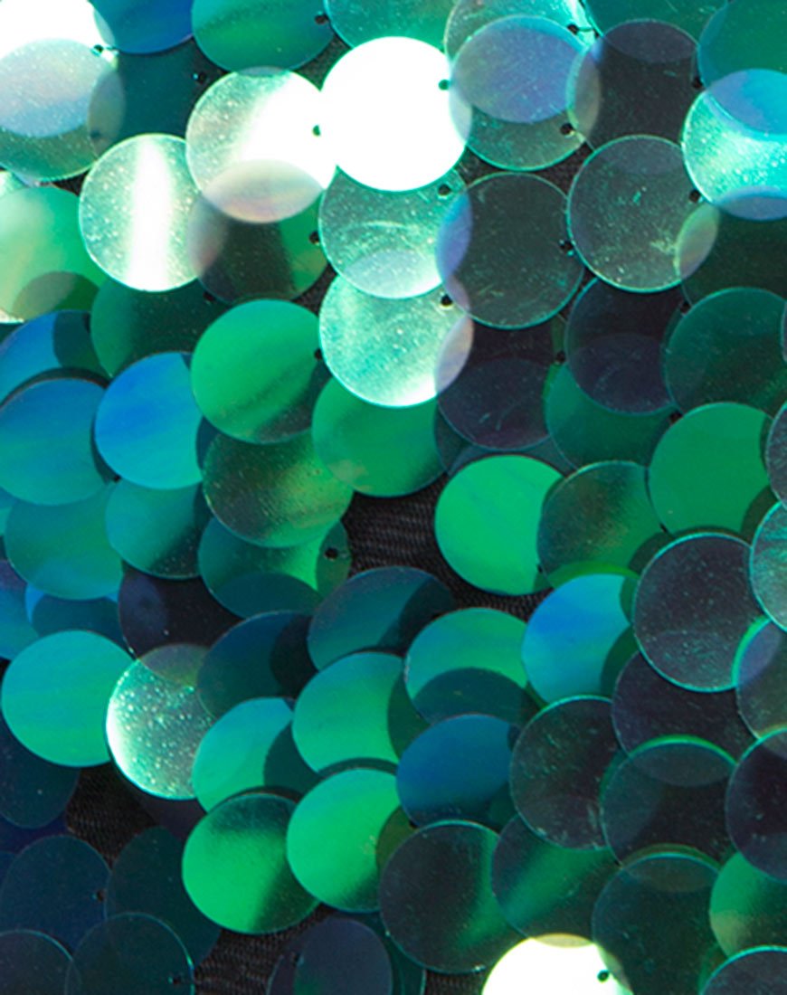 Image Crop Top in Fishcale Disc Pailletten Aqua Iridescent