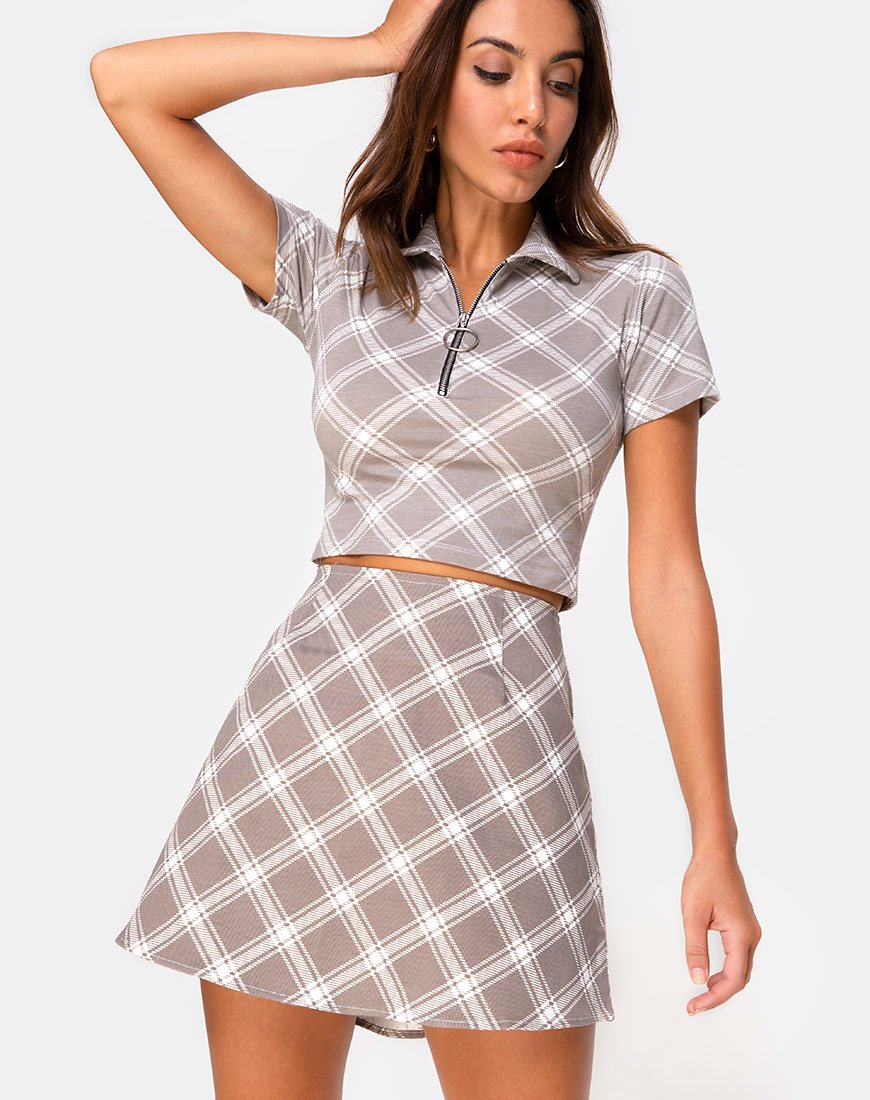 Annie Rok in Grunge Check Taupe