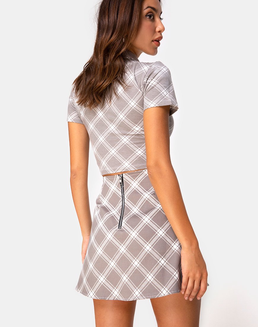 Annie Rok in Grunge Check Taupe
