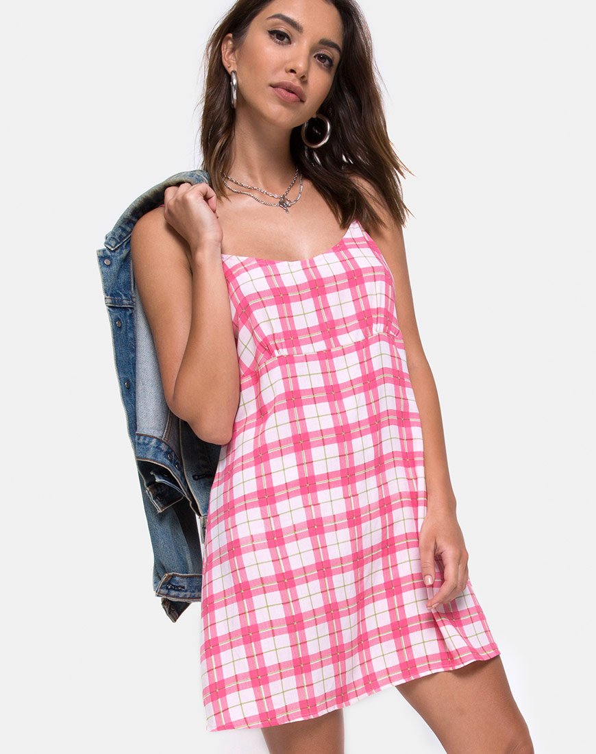 Afbeelding van Anoma Slip Dress in Picnic Check Pink