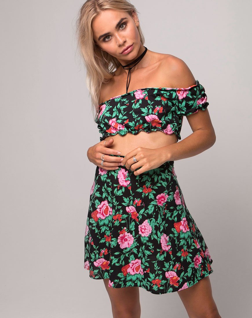 Antonia A-lijn rok in Flower Fling