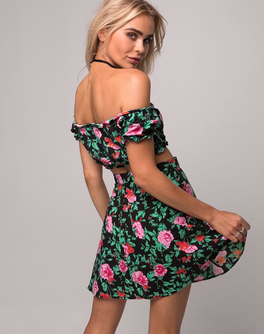 Antonia A-lijn rok in Flower Fling