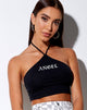 Afbeelding van April Crop Top in Zwart Engel in Wit