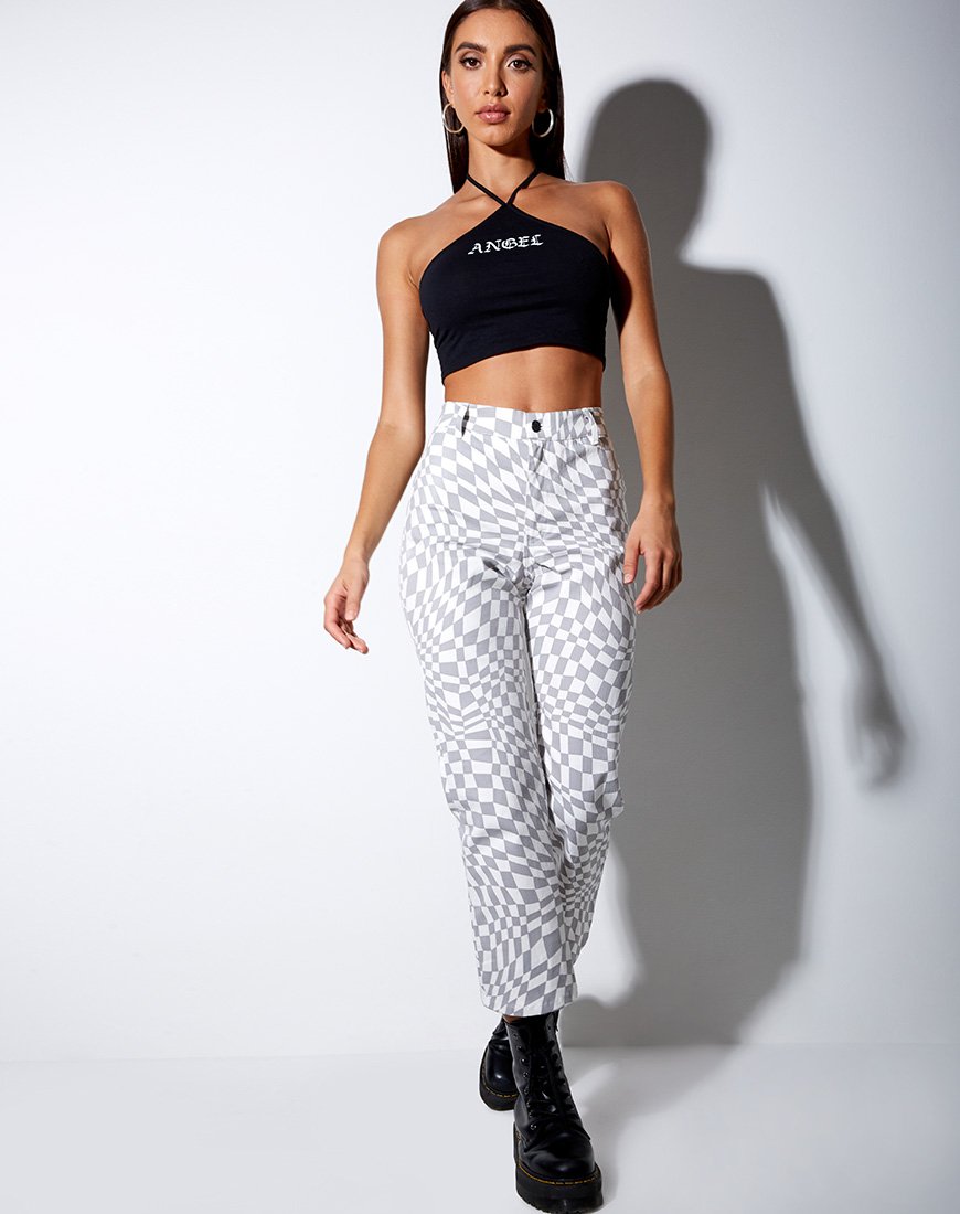 Afbeelding van April Crop Top in Zwart Engel in Wit