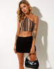 Afbeelding van April Crop Top in Mix Stripe Bruin