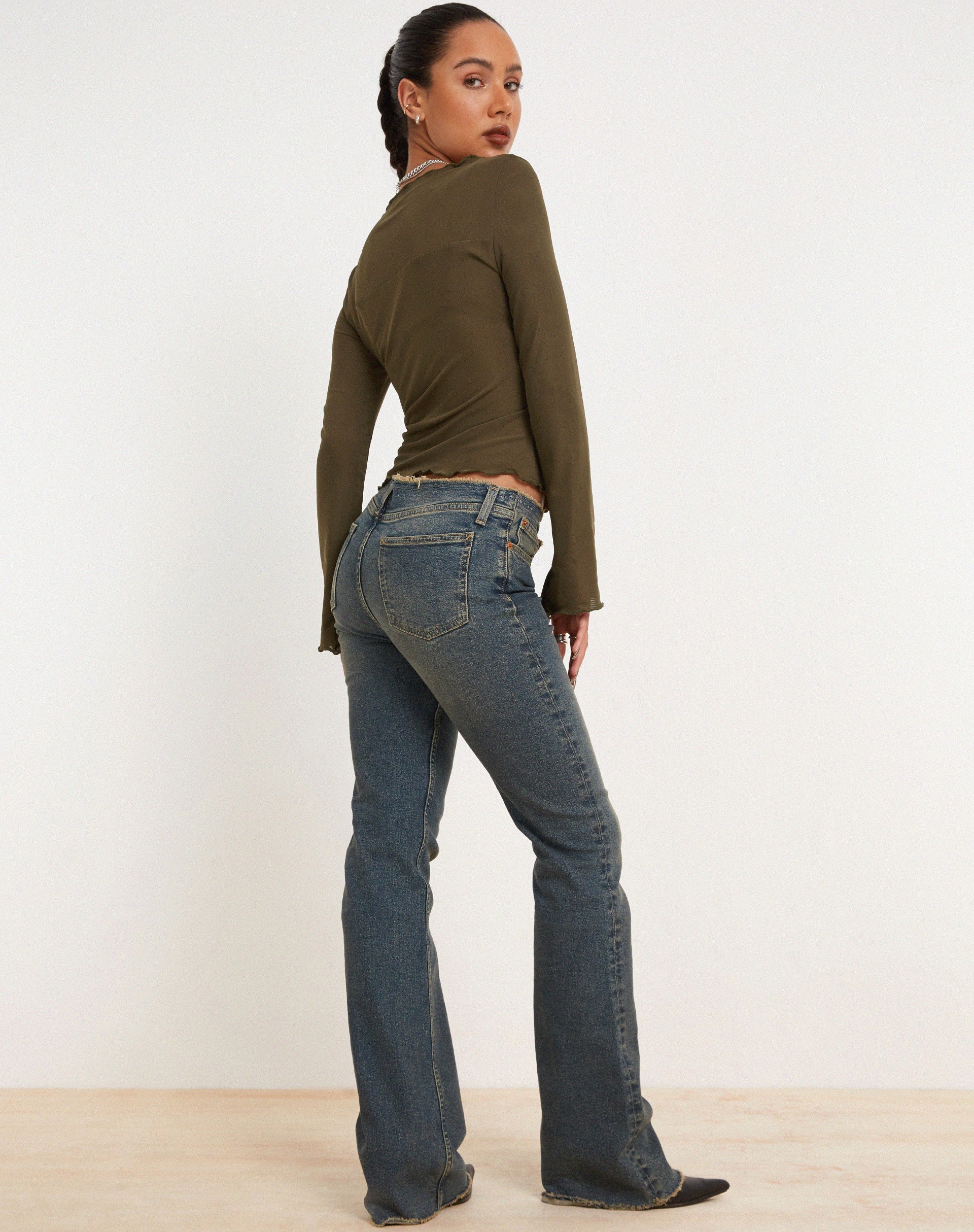 Afbeelding van Armina Mesh Long Sleeve Top in Green Leaf