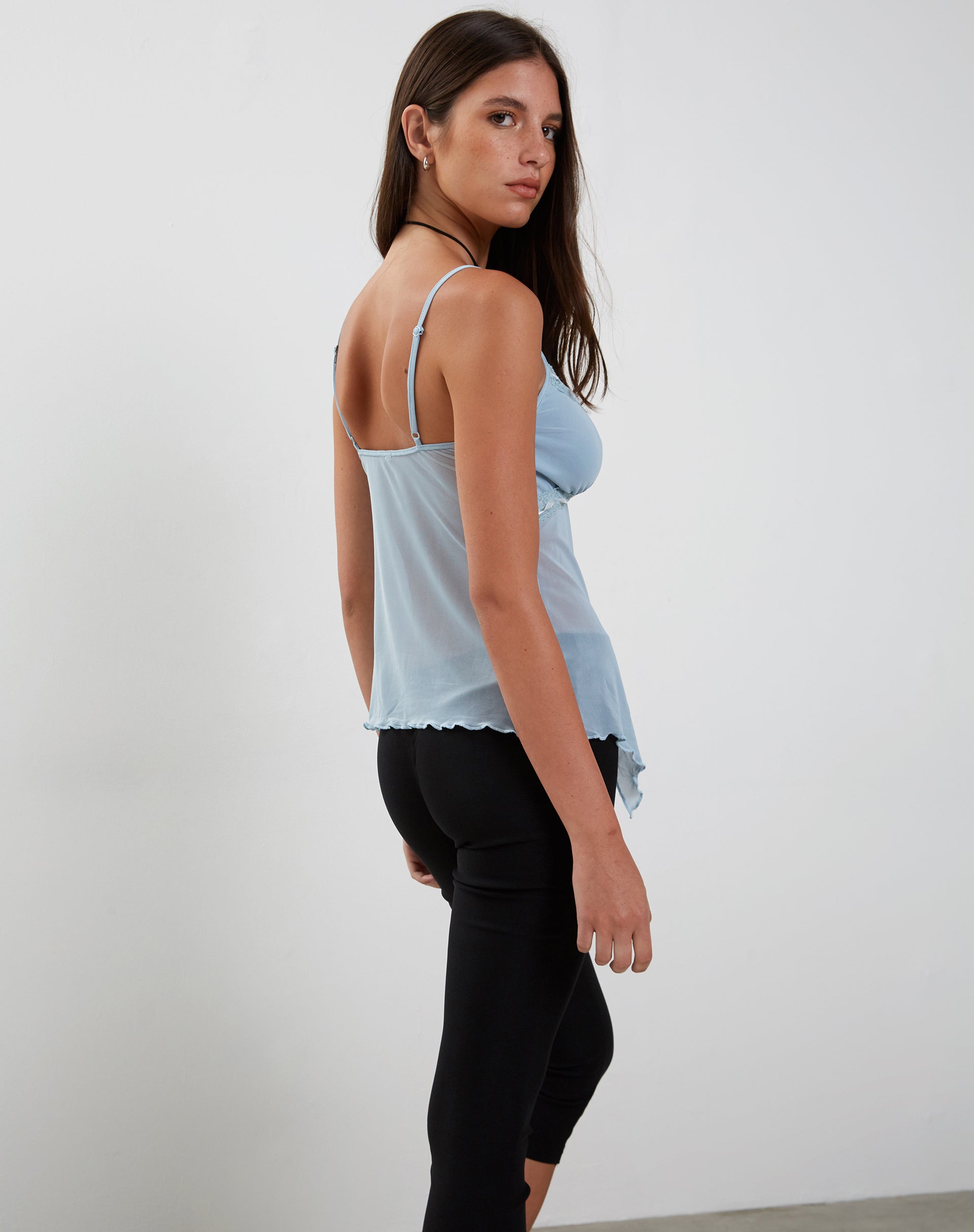 Afbeelding van Arsyla Vlindertop van mesh in pastelblauw