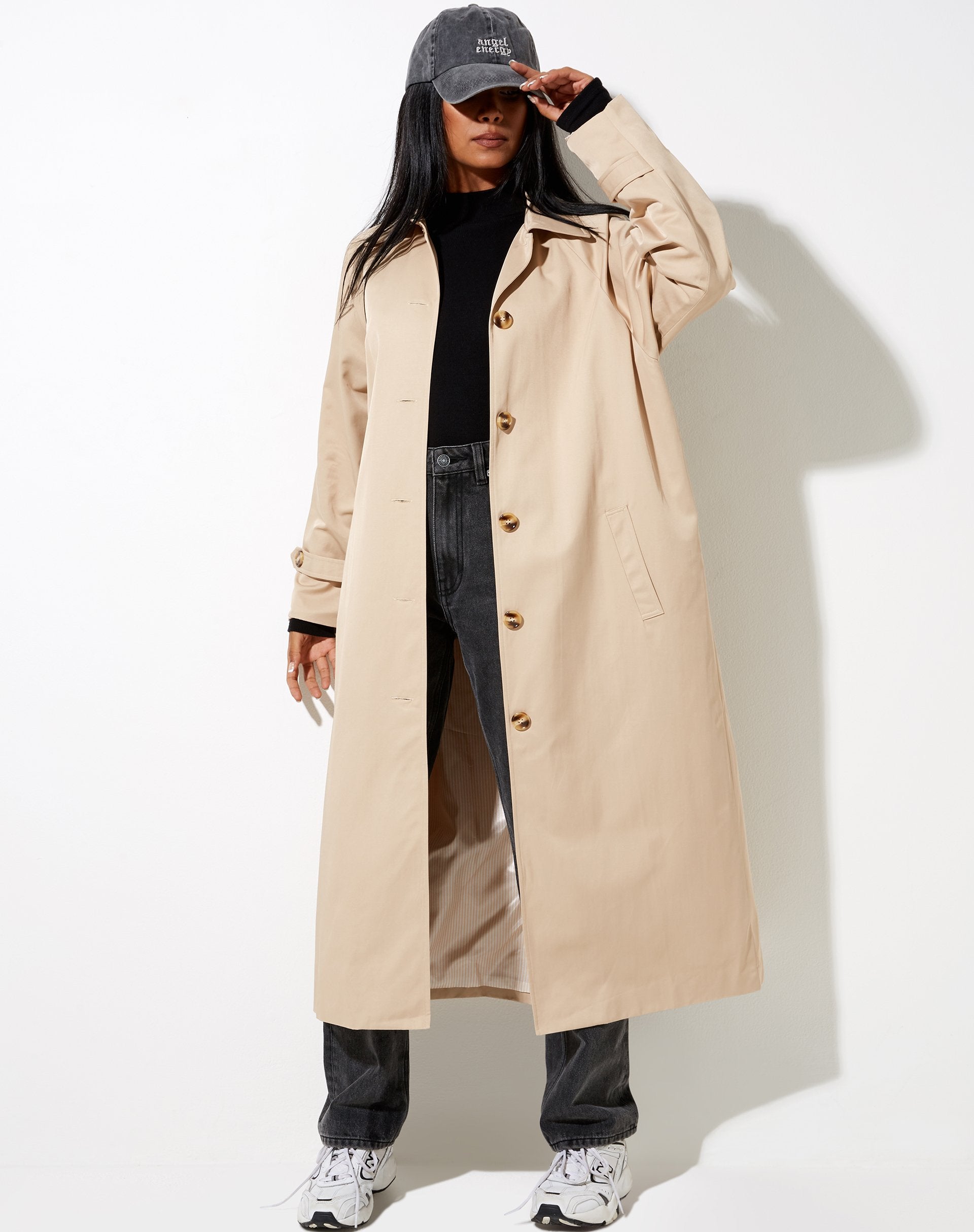 Afbeelding van Assa Trenchcoat in Beige met Stripe Voering