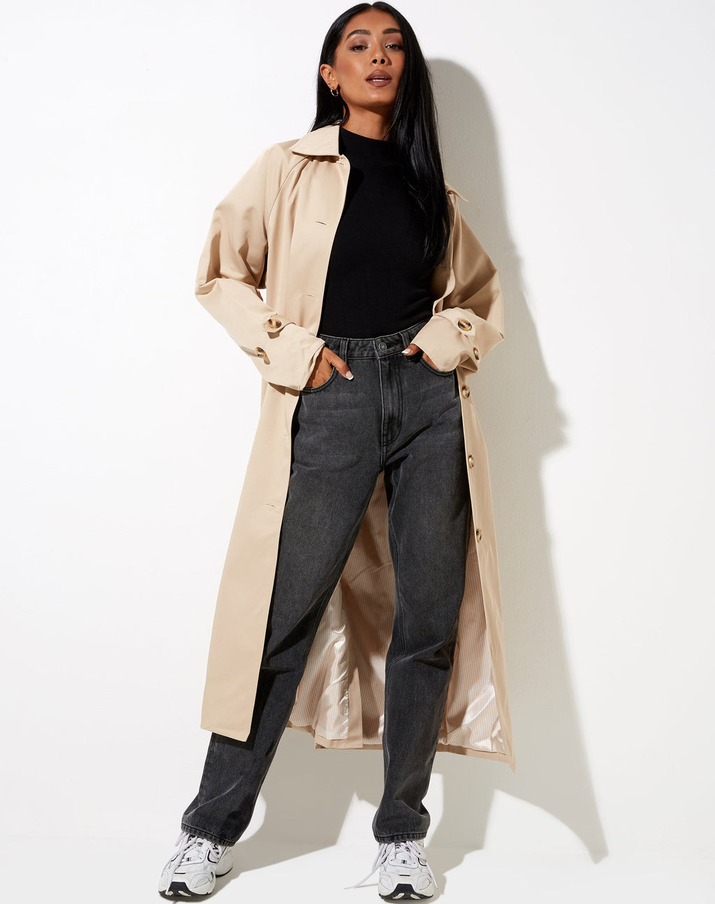 Assa Trenchcoat in beige met streepvoering