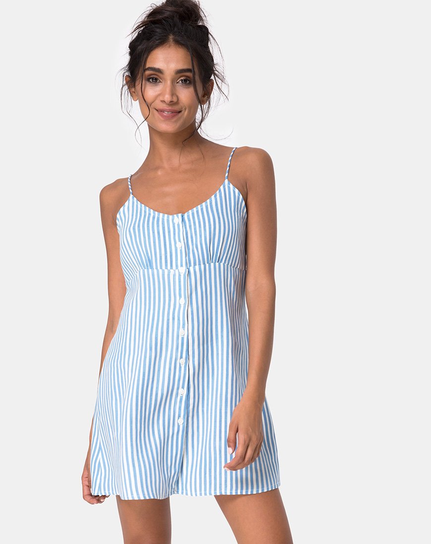 Auvaly Slip Dress in Basic Stripe Blauw en Wit