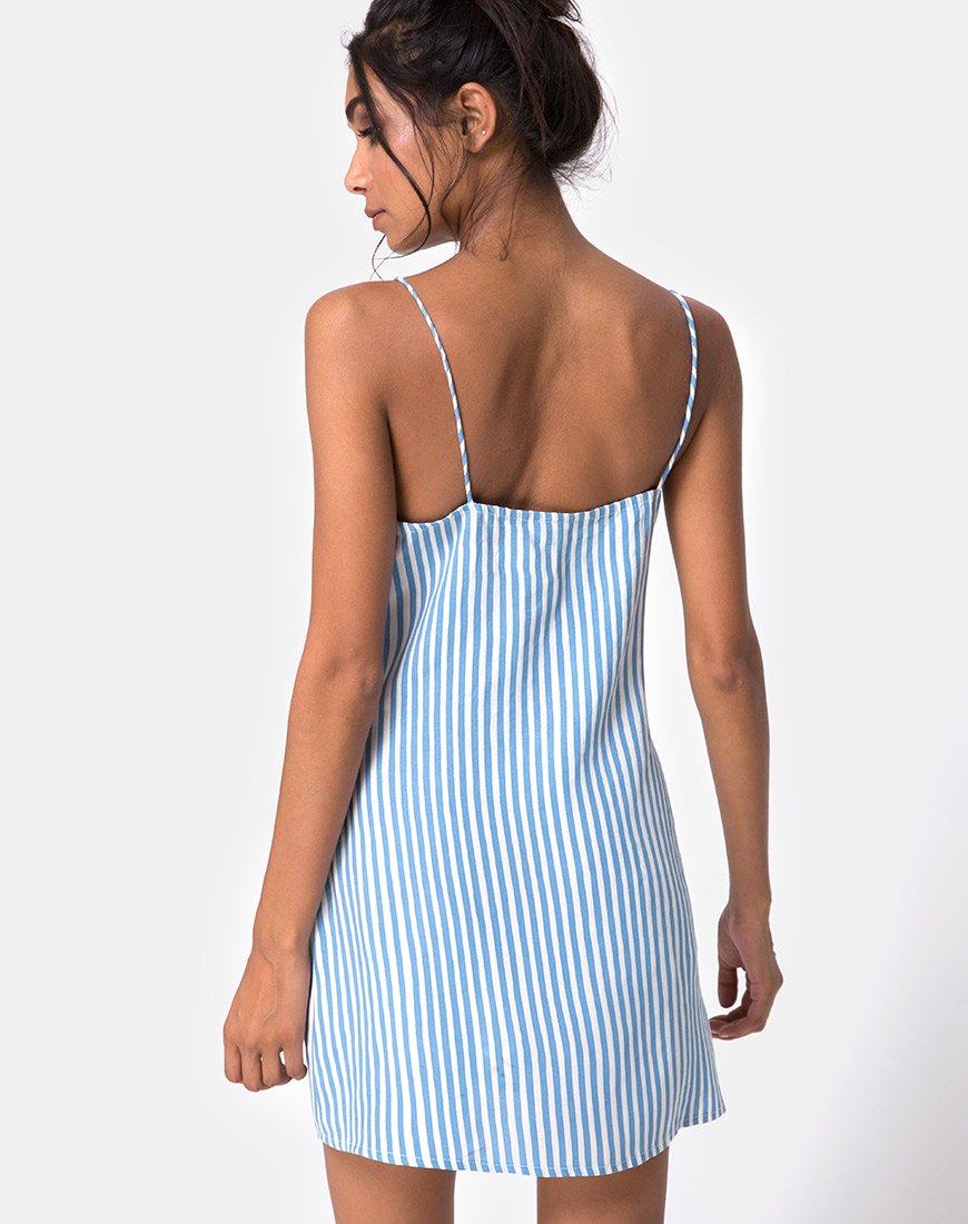Afbeelding van Auvaly Slip Dress in Basic Stripe Blauw en Wit