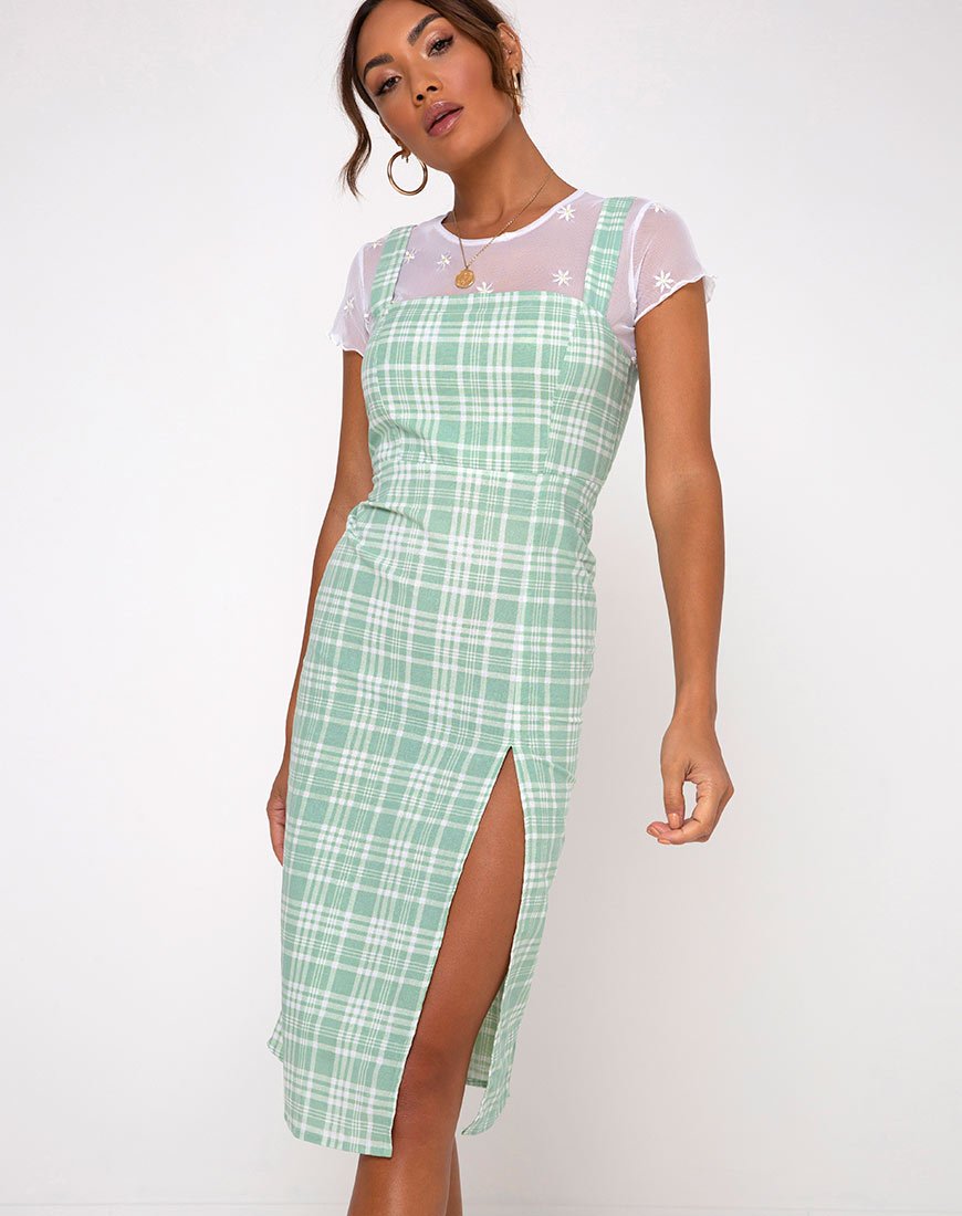 Ayuka Midi jurk in tafelkleed Neo Mint