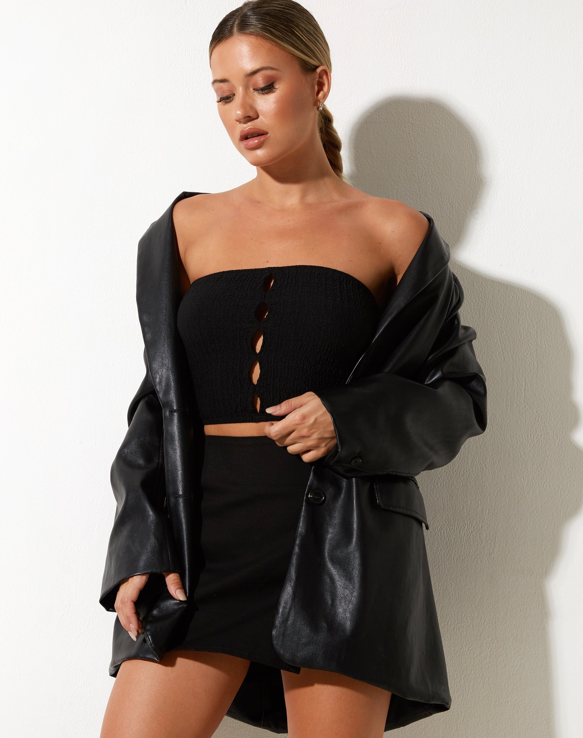 Afbeelding van Baha Bandeau Top in Bubble Jersey Zwart