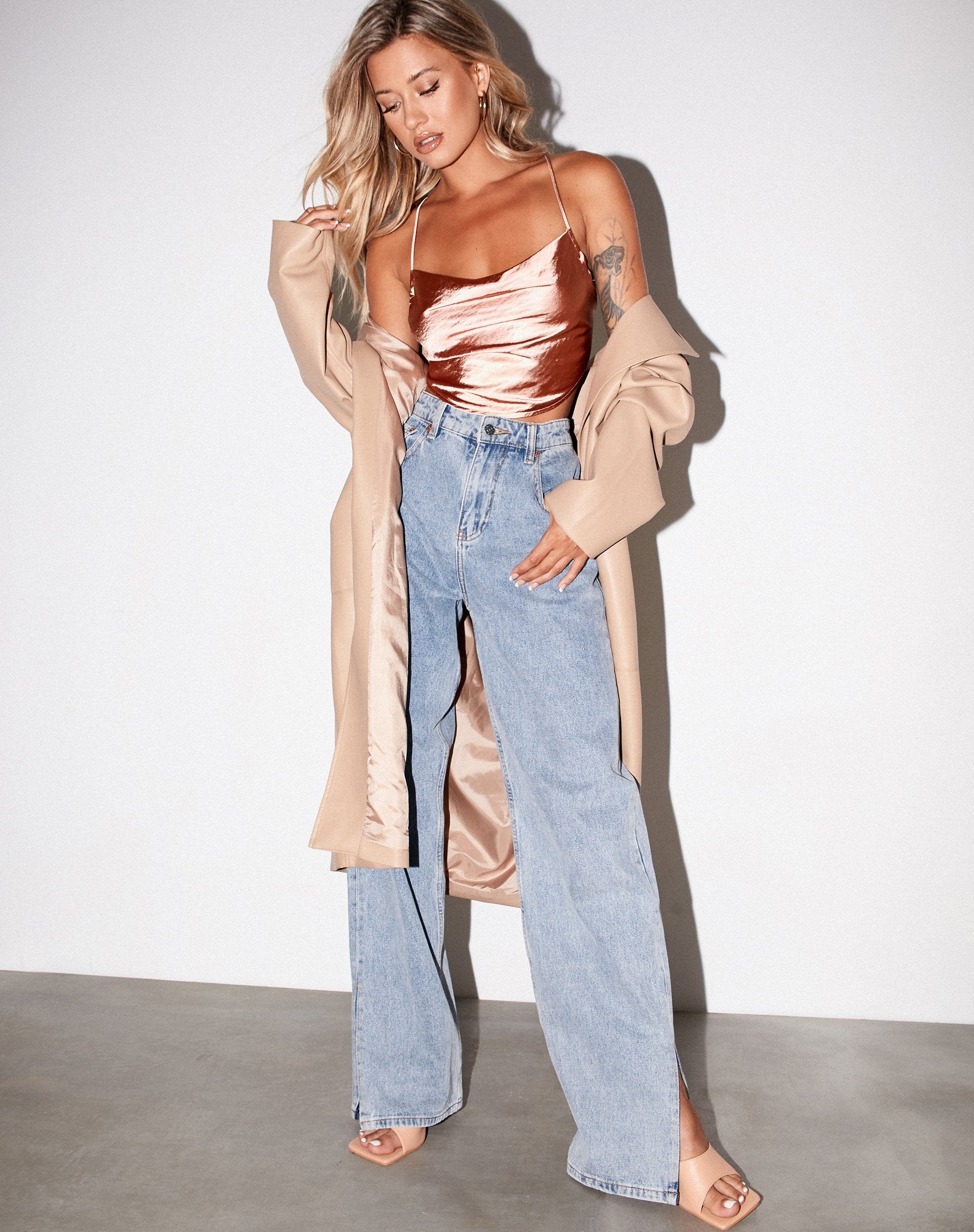 Afbeelding van Baila Crop Top in Satijn Roségoud
