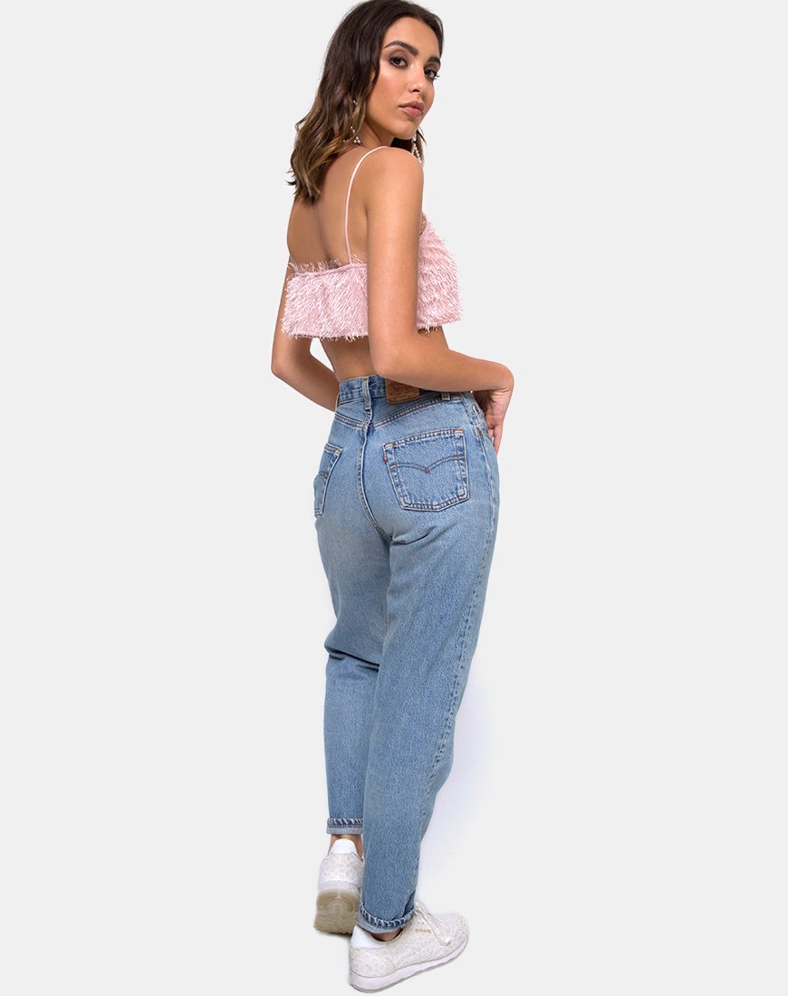 Afbeelding van Balien Crop Top in Franje Suiker Roze
