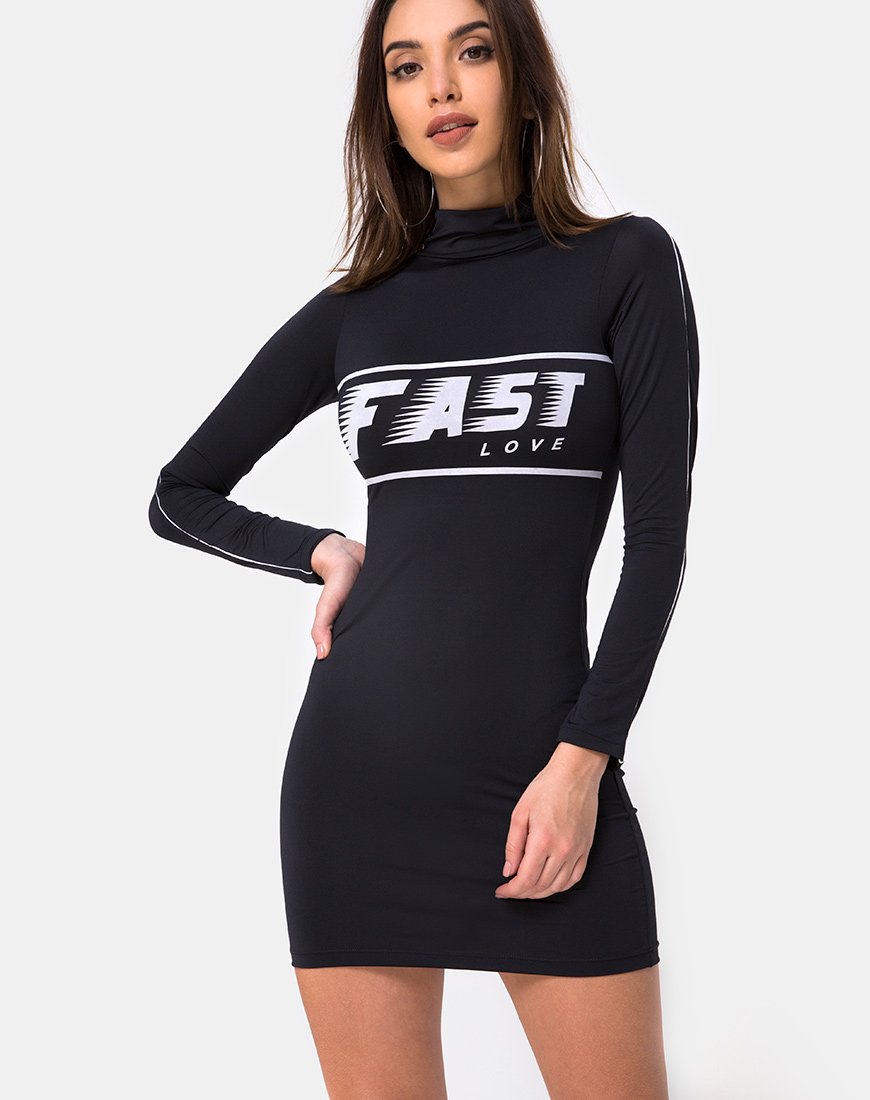 Balin Bodycon Dress in Zwart Fast Love