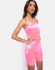 Afbeelding van Bandeau Unitard in Fluoroze Satijn