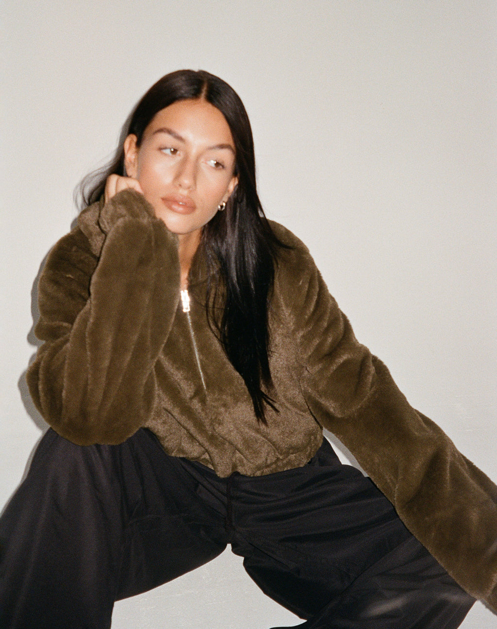 Banowa Zip Up Jas in Olijf