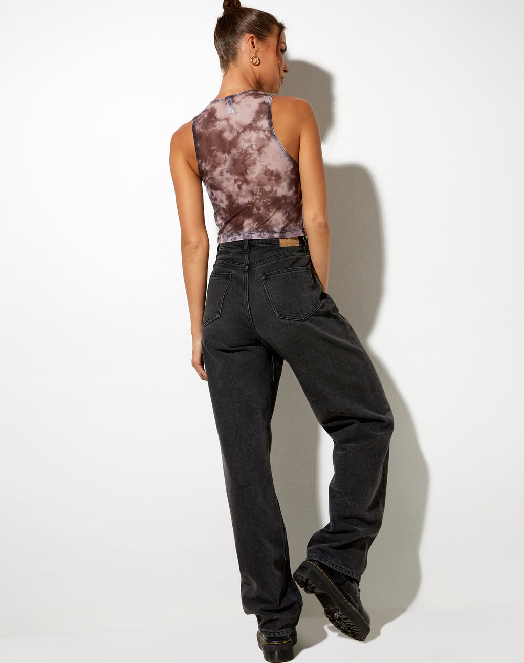Barika Top in Mesh Rook Zwart Grijs