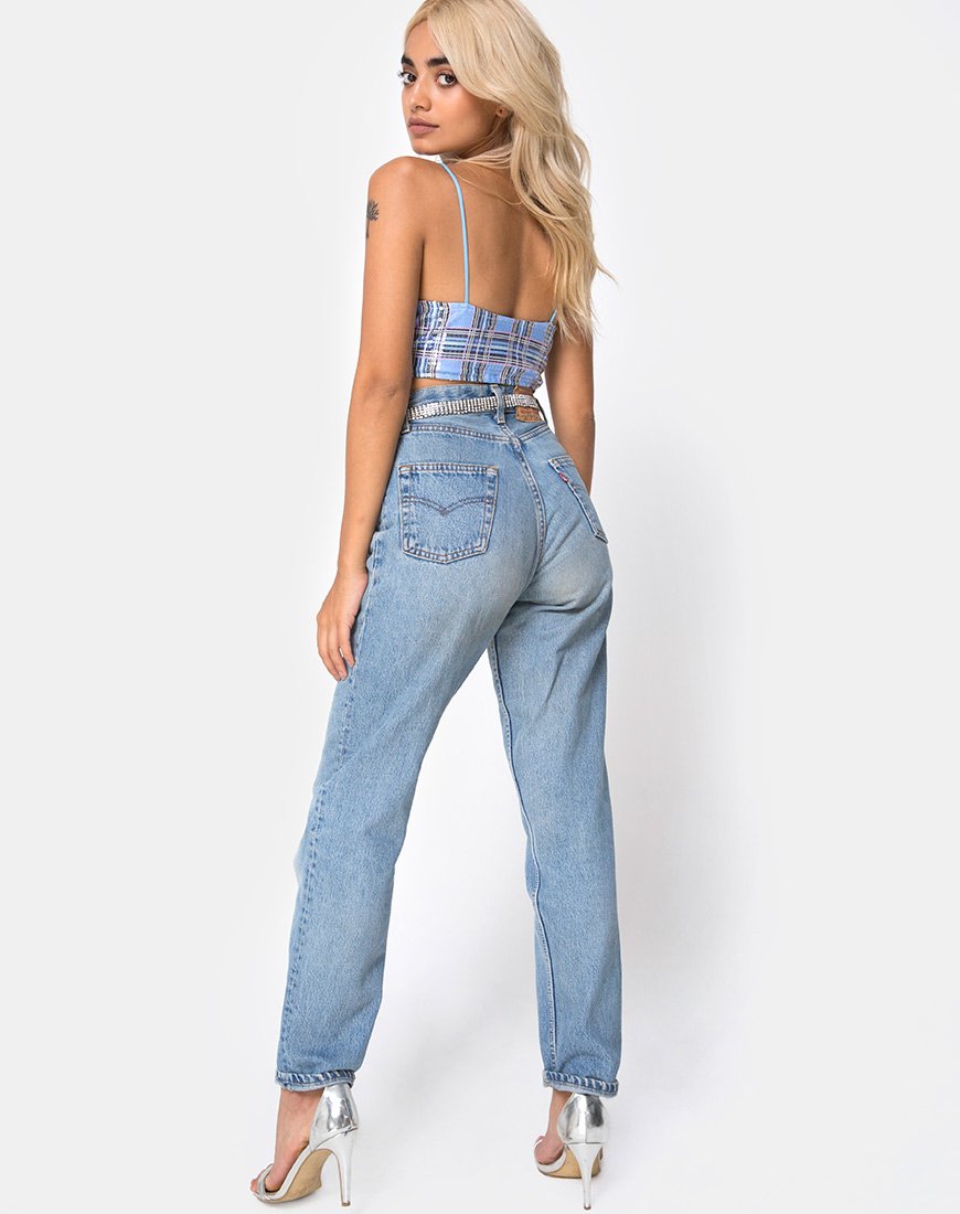 Afbeelding van Barilla Crop Top in jaren '90 ruit met helder lovertje