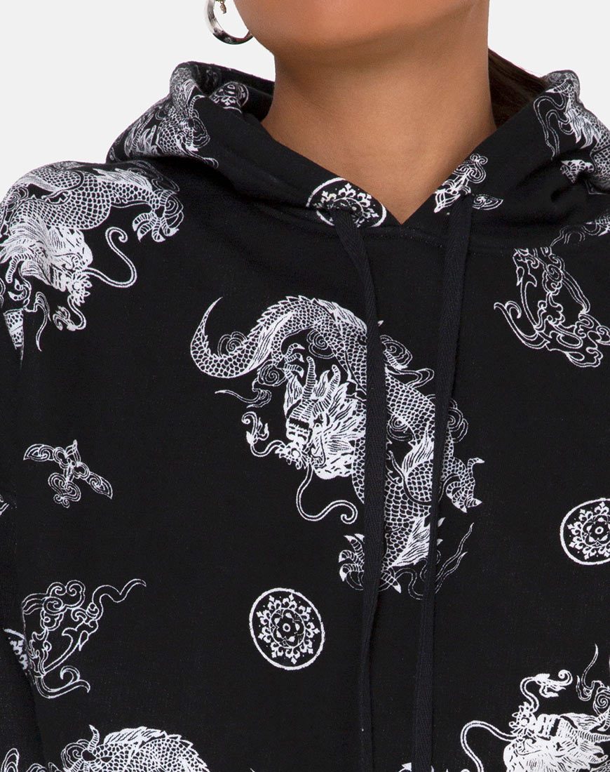 Afbeelding van Roky Cropped Hoody in Dragon Black