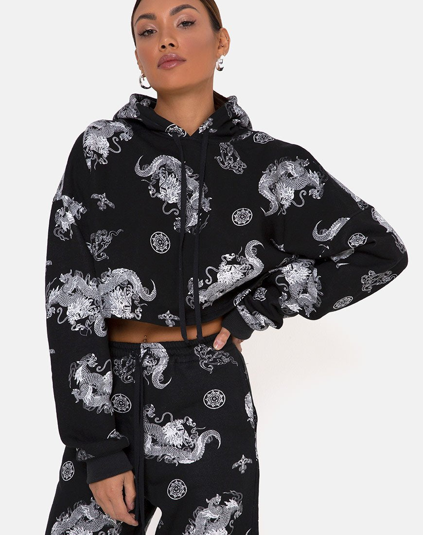 Afbeelding van Roky Cropped Hoody in Dragon Black