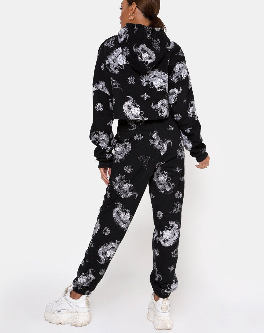 Afbeelding van Roky Cropped Hoody in Dragon Black