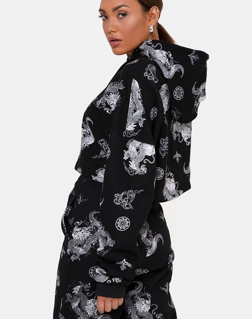 Afbeelding van Roky Cropped Hoody in Dragon Black