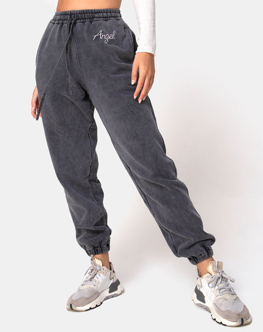 Afbeelding van Basta Jogger in Acid Washed Zwart met Engelen Embro