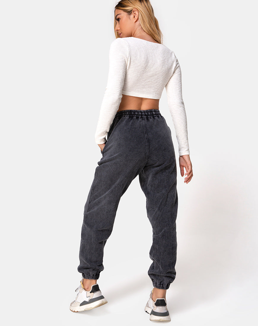 Afbeelding van Basta Jogger in Acid Washed Zwart met Engelen Embro