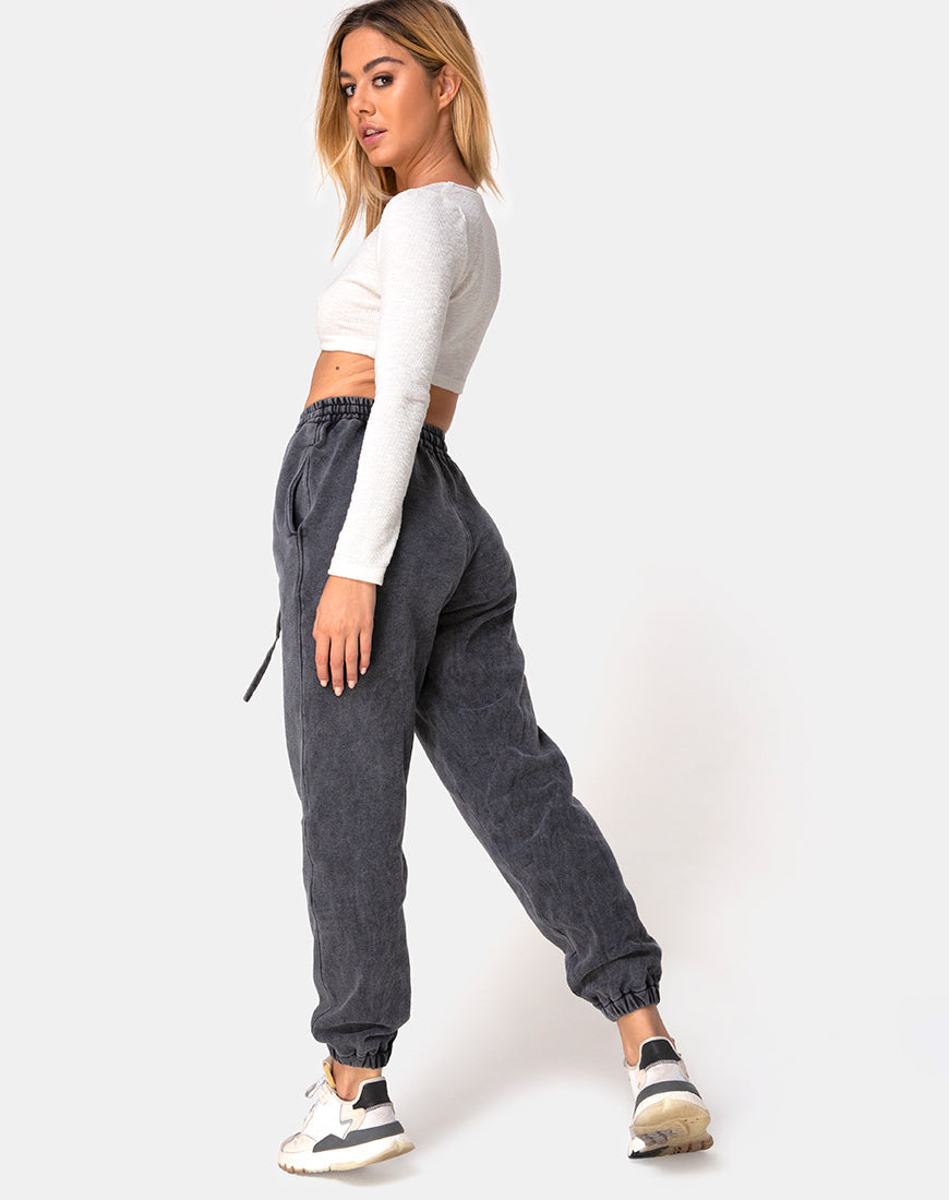 Afbeelding van Basta Jogger in Acid Washed Zwart met Engelen Embro
