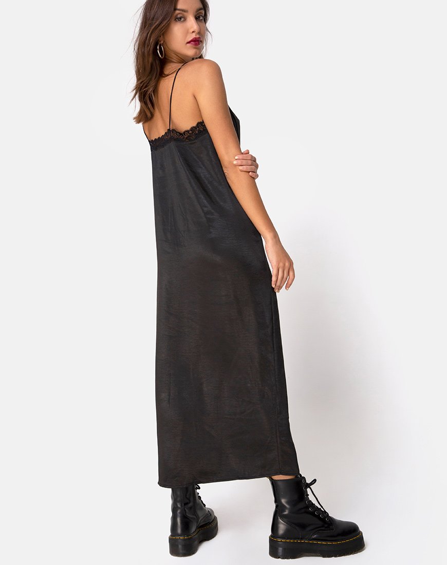 Afbeelding van Batilia Maxi Dress in Satijn Zwart