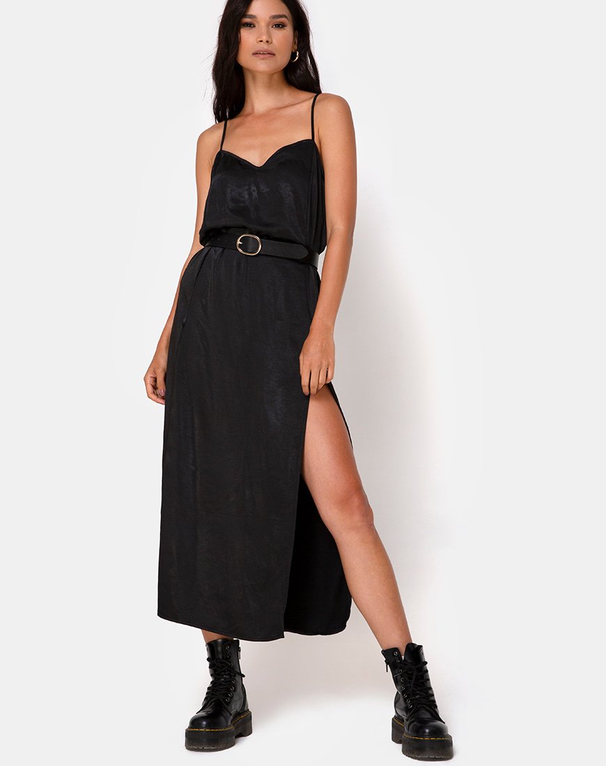 Batis Maxi Dress in Satijn Zwart